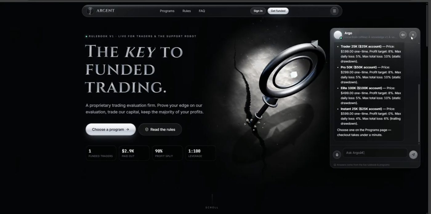 ARGENT home page hero